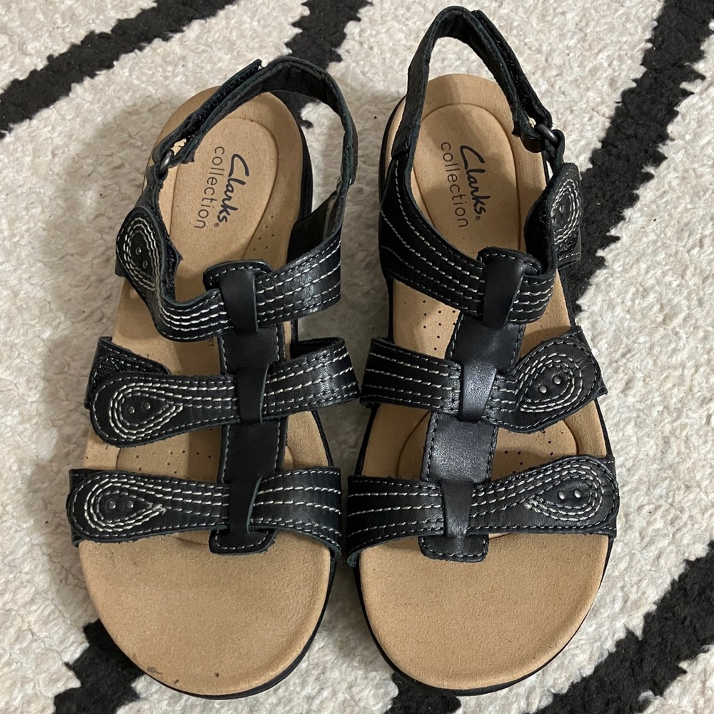 Clarks Black Strappy Sandals Laurieann